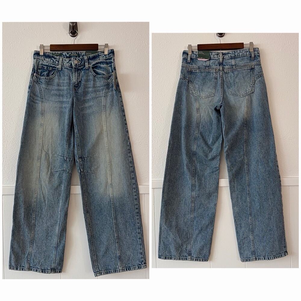 NWT Wild Fable Barrel Jeans Size 0/32 Mid Rise Baggy Wide Leg Curved Denim - Picture 8 of 9